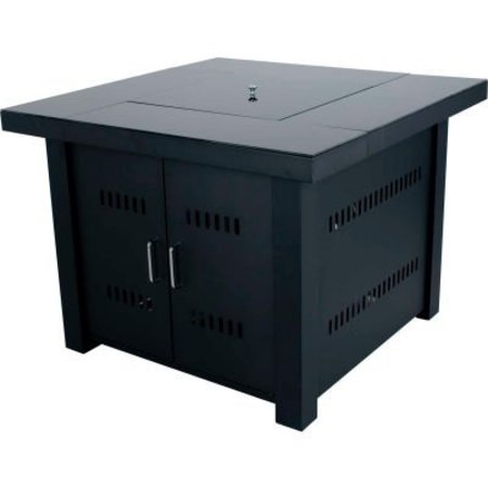 DYNA-GLO Pleasant Hearth Sheridan Gas Fire Pit Table With Lid 40000 BTU - Matte Black / Glass Top OFG444T